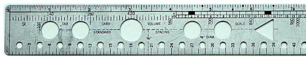 Detail view of one end of the ruler
