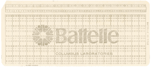  [Battelle Columbus Laboratories punched card] 