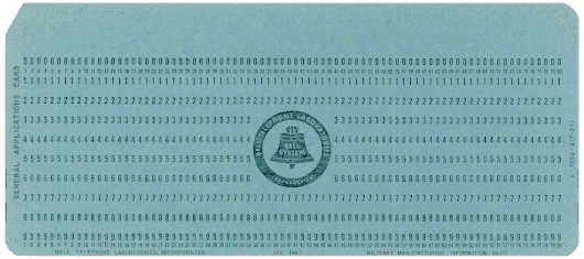  [Bell Labs blue punched card made by JTC] 