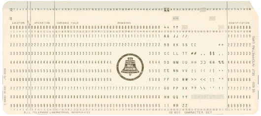 [Bell Labs assembly language self interpreting card]