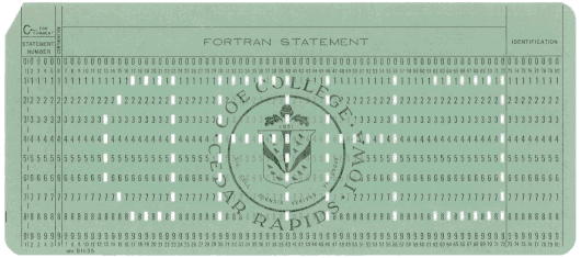  [Coe College Fortran punched card] 