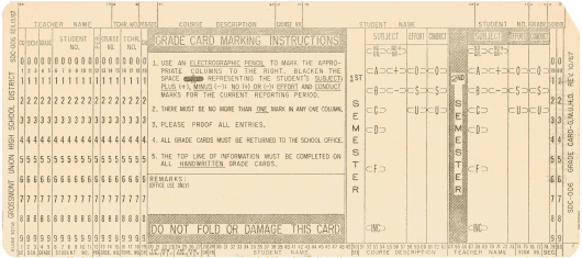  [Grossmont High School grade card] 