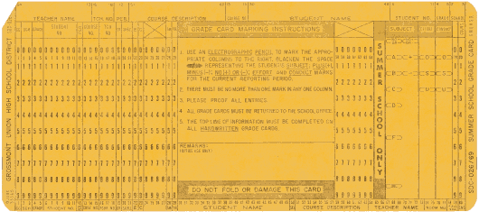  [Grossmont High School summer school grade card] 