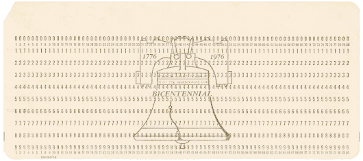  [IBM's US Bicentennial punched card] 