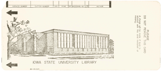  [Iowa State University Library punched card] 