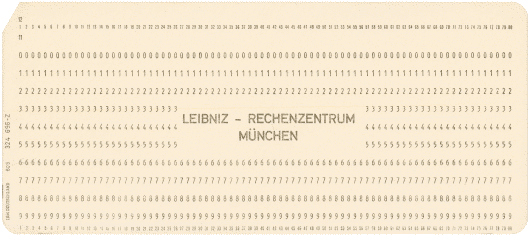  [Leibniz München Rechenzentrum plain punched card] 