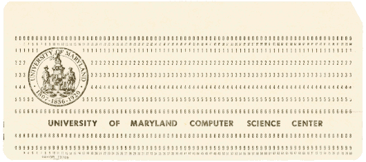  [University of Maryland punched card] 