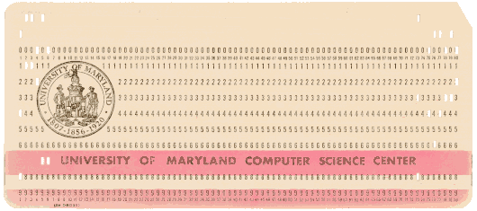  [University of Maryland punched card with bottom stripe] 
