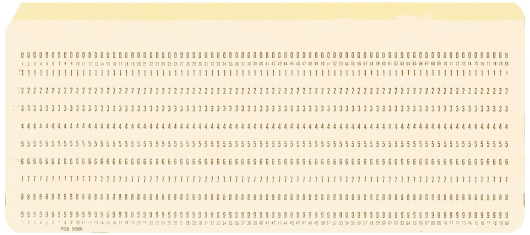  [Punched Card Services 5081 card with a yellow stripe] 