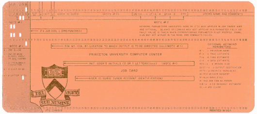  [Princeton University job card] 