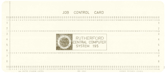  [Rutherford Laboratories job control card] 