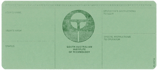  [South Australia Institute of Technology cover card] 