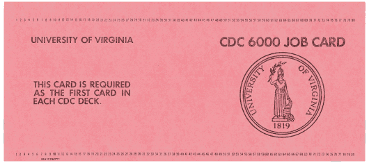  [University of Virginia job card] 