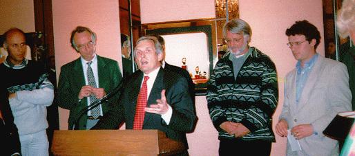 Ernst, Gerhard, and I at Vacheron and Constantin with the Associate Dean and Dean speaking 