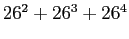 $ 26^{2} +
26^{3} + 26^{4}$