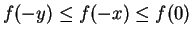 $ f(-y) \le f(-x)
\le f(0)$
