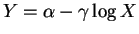 $ Y = \alpha - \gamma \log X$