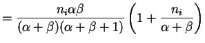 $\displaystyle = \frac{n_i\alpha\beta}{(\alpha+\beta)(\alpha+\beta+1)} \left(1+\frac{n_i}{\alpha+\beta}\right)$