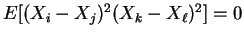 $ E[(X_{i}-X_{j})^{2}(X_{k}-X_{\ell})^{2}]=0$