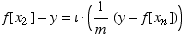 f[x_2] - y = ι  (1/m (y - f[x_n]))