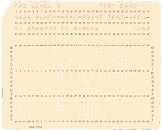  [IBM 3700 128-column card on cream stock] 