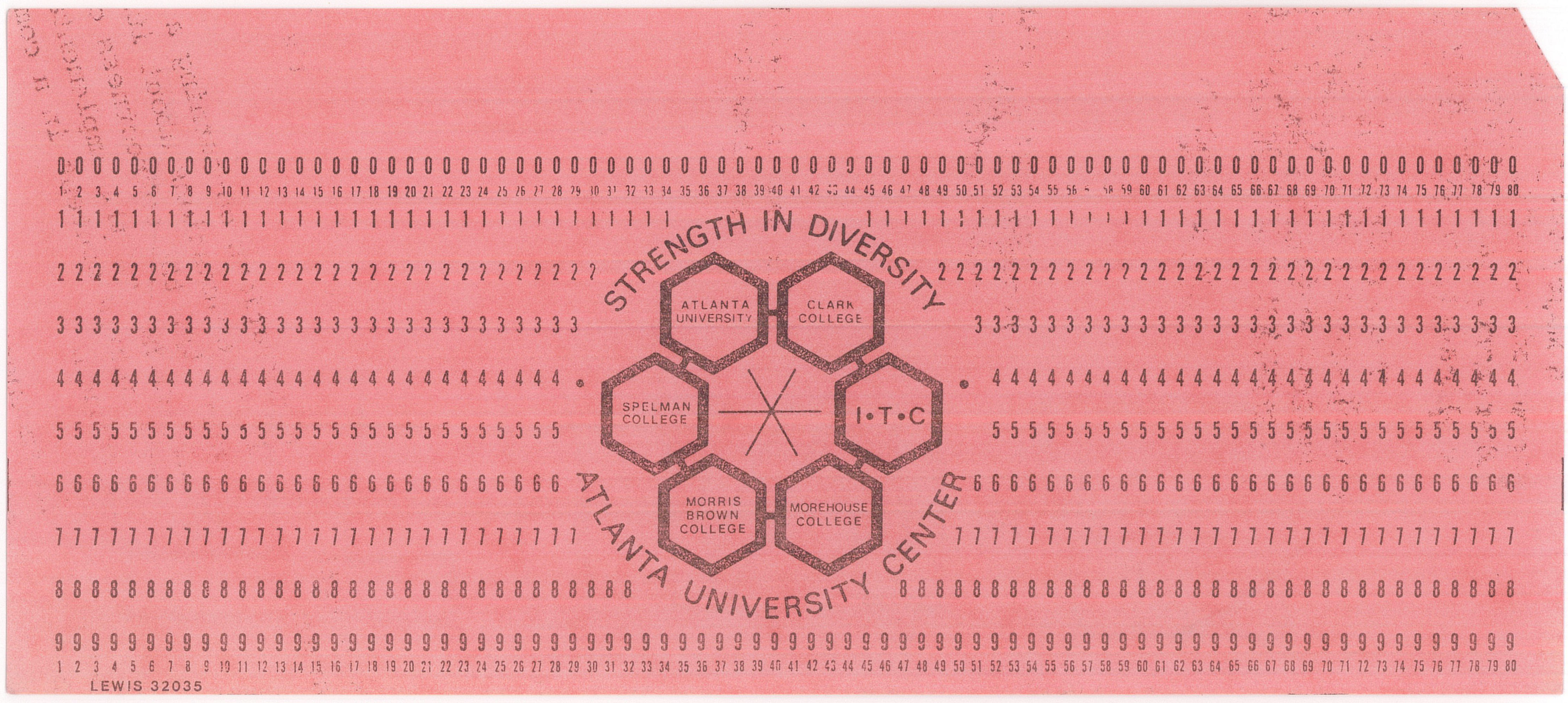  [Atlanta University Center punched card] 