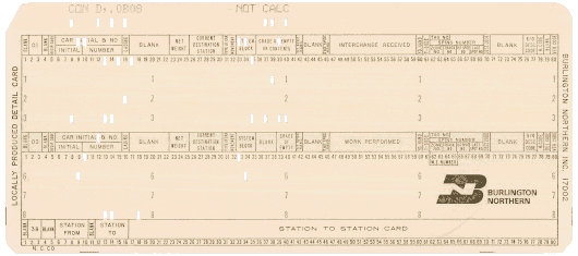  [Burlington Northern punched card] 