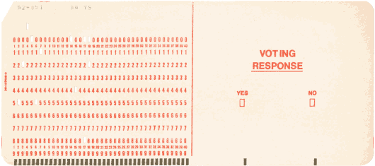  [an optical-scan ballot offering a yes-no choice] 