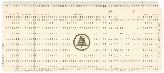  [Bell Labs punched card] 