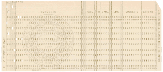  [Carnegie Tech IPL V punched card] 