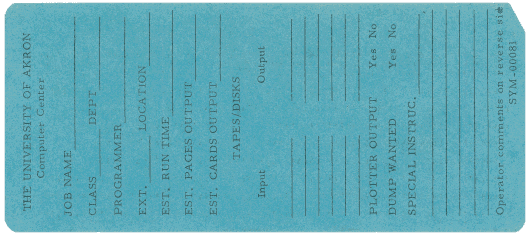  [A cover card from the University of Akron] 