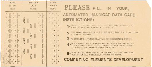  [golf handicap computation card] 