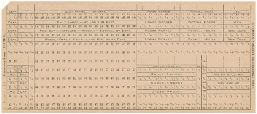  [Grumman Aircraft Punched Card] 