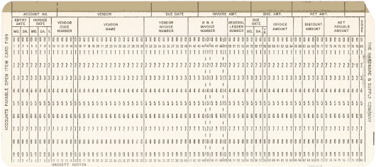  [The Hardware Supply Company accounts payable card] 