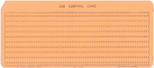  [U. of London job control card] 