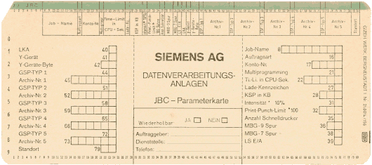  [Siemens 4004 Job card] 