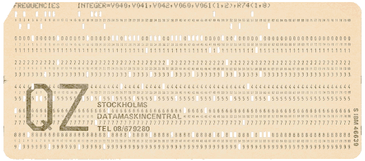  [Stockholm QZ punched card] 