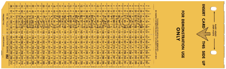  [312 position Votomatic ballot punch-card] 