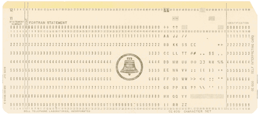  [Bell Labs punched card] 