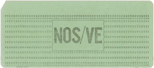  [green card for CDC's NOS/VE operating system] 