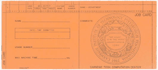  [Carnegie Tech punched card] 