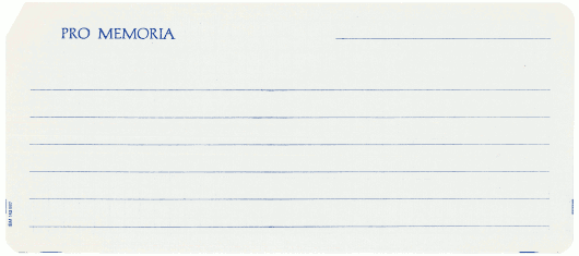  [memo card printed by IBM, side A, lines for text] 