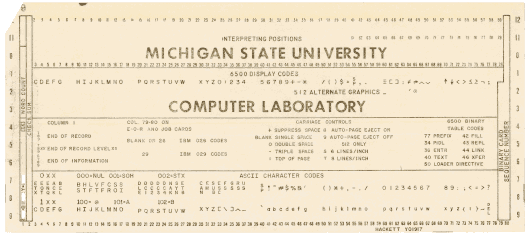 [ Michigan State University punched card ] 